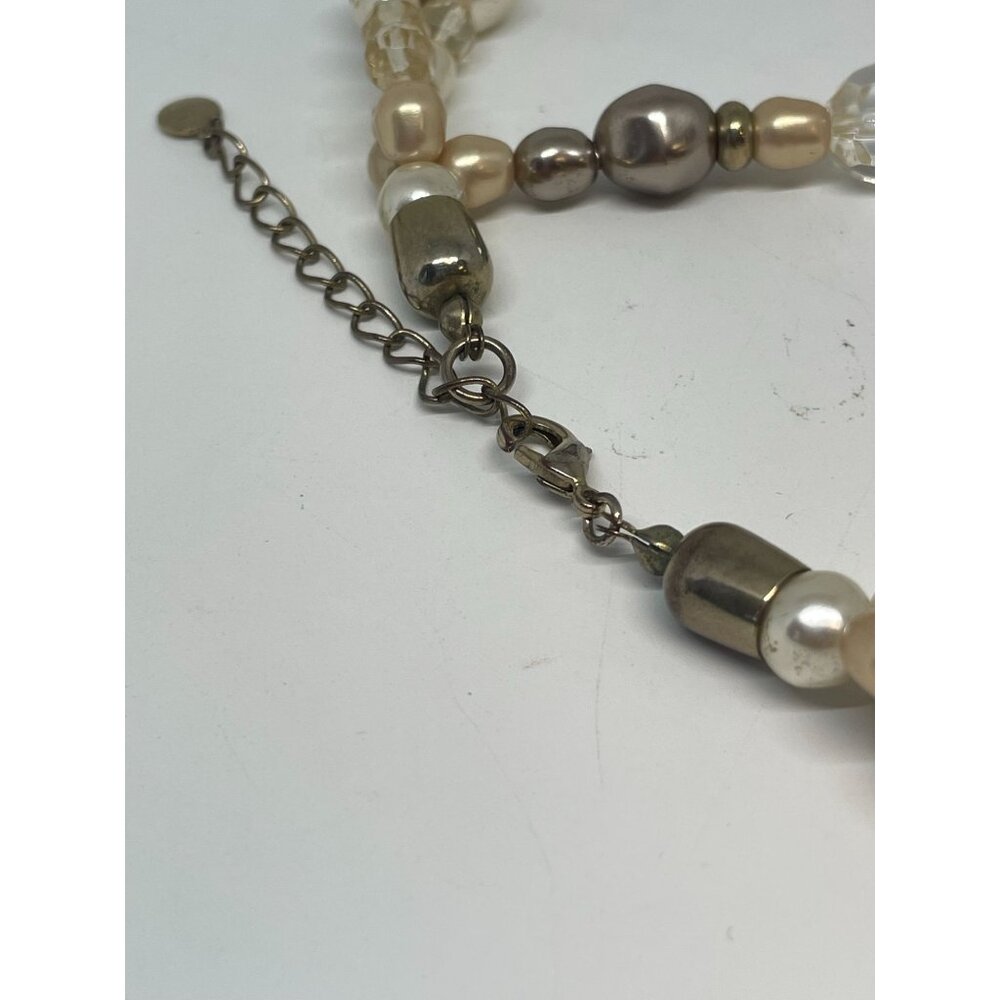 Lauren Conrad Neutral Multi Strand Faux Pearl Beaded Adjustable Necklace Choker - Picture 4 of 5